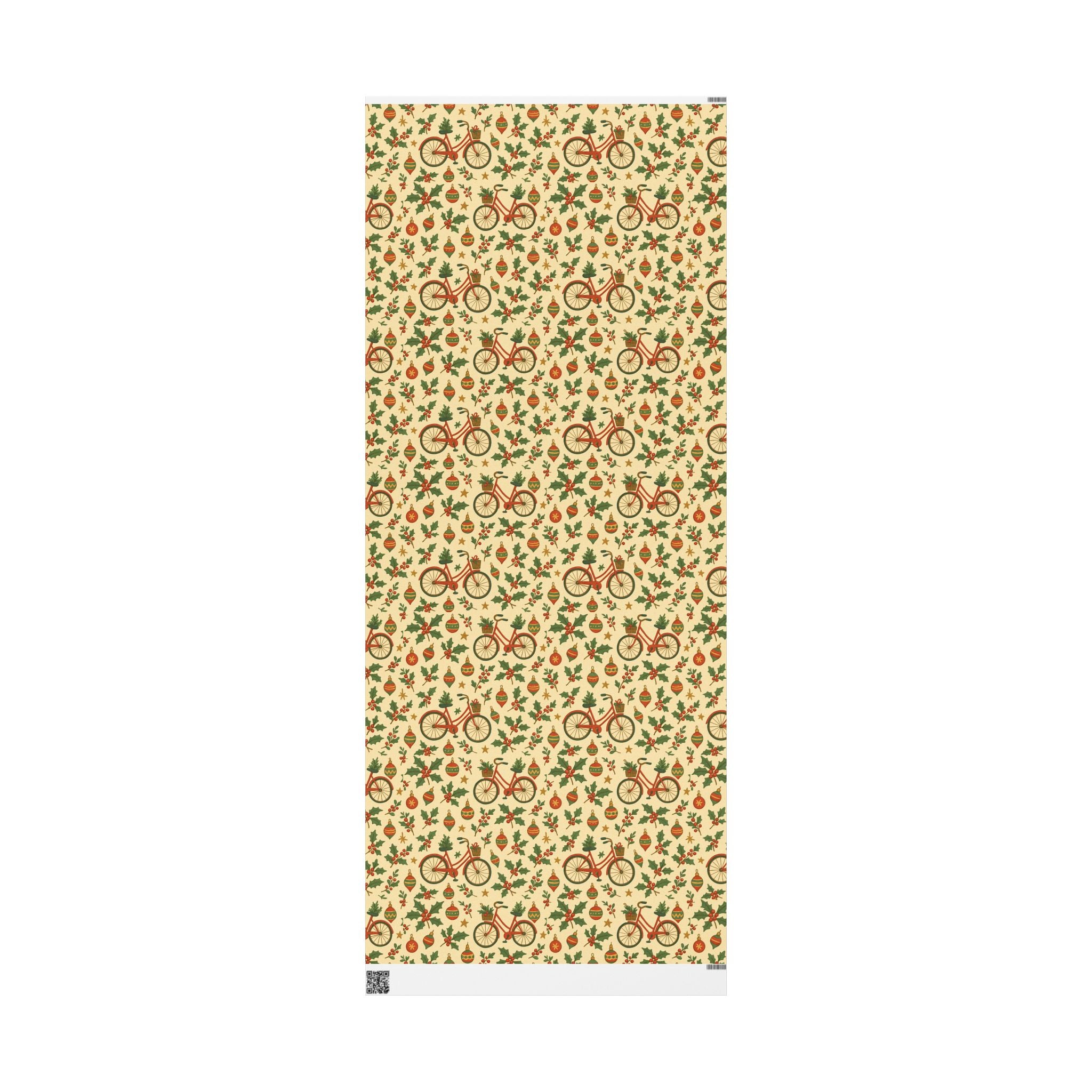 Vintage Holiday Wrapping Paper Roll – Retro Ornaments & Holly Gift Wrap