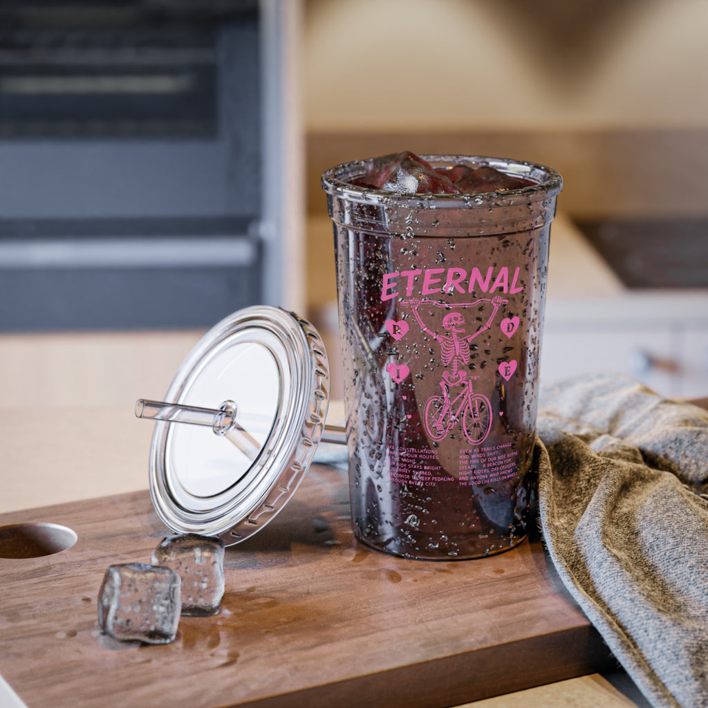 Eternal Ride Pink Heart Acrylic Tumbler Bike Lover Gift