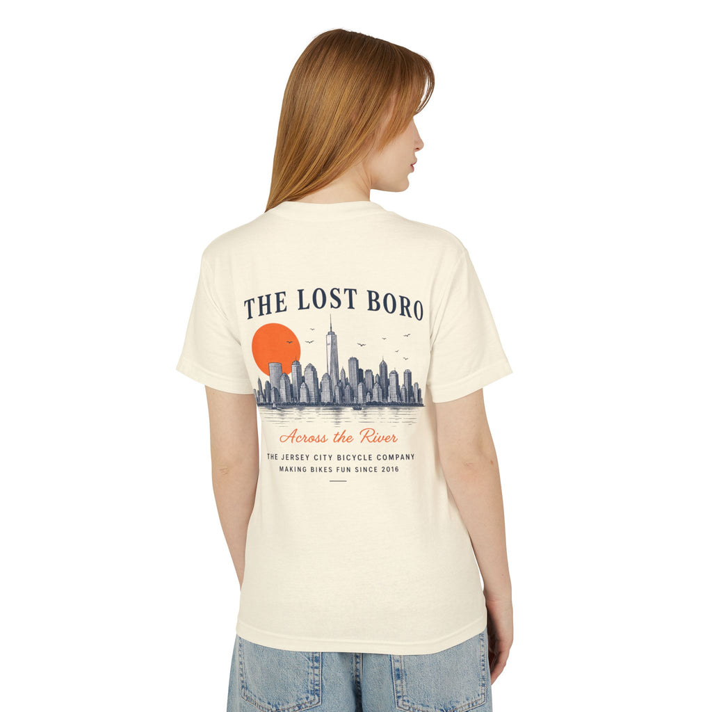 Graphic Tee — "The Lost Boro" Jersey City Skyline Bike Club Shirt