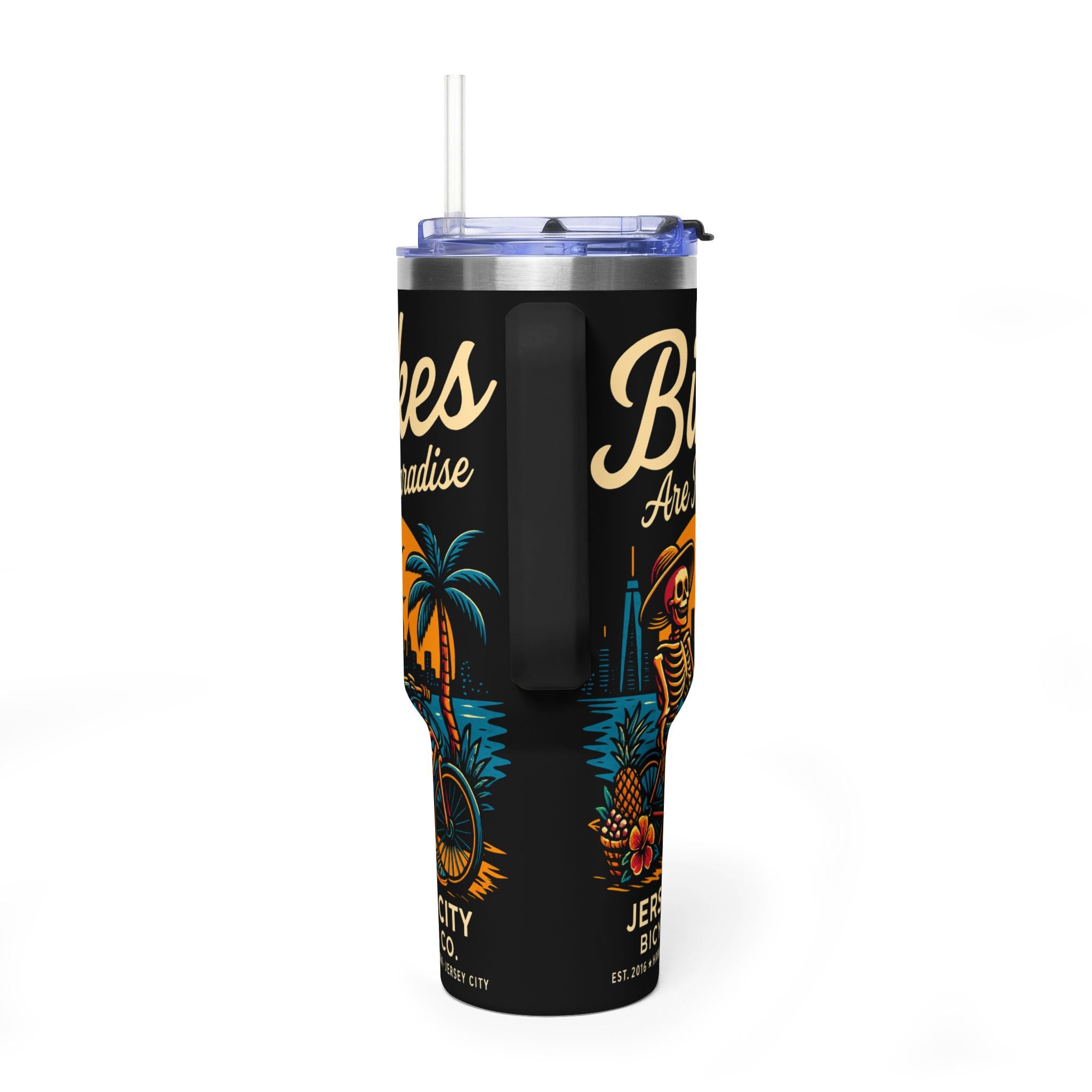Bike Paradise 40oz Vacuum Tumbler — Jersey City Bicycle Co. Insulated Travel Mug