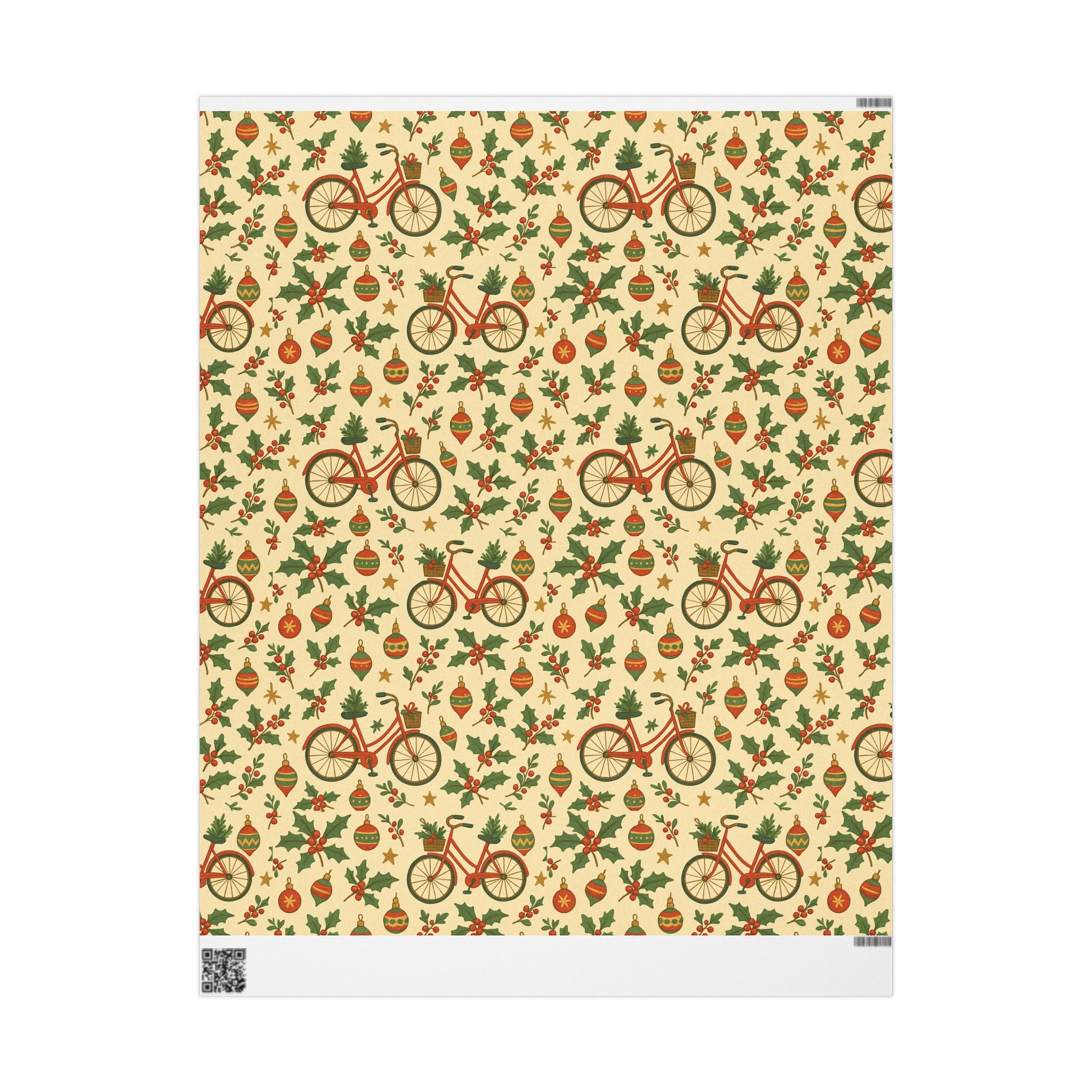 Vintage Holiday Wrapping Paper Roll – Retro Ornaments & Holly Gift Wrap