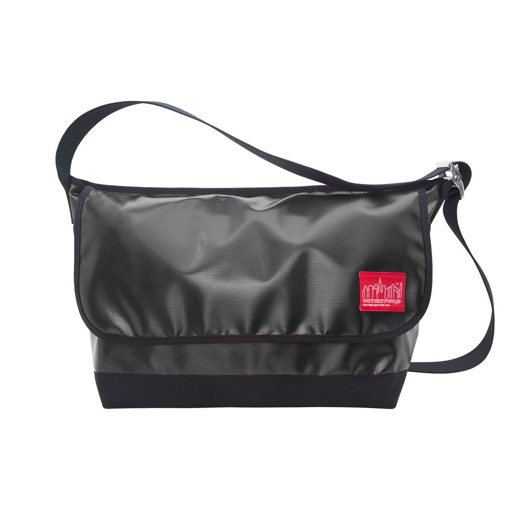 Manhattan Portage Vinyl Vintage Messenger Bag (LG) Black