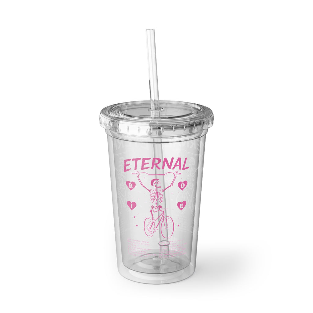 Eternal Ride Pink Heart Acrylic Tumbler Bike Lover Gift