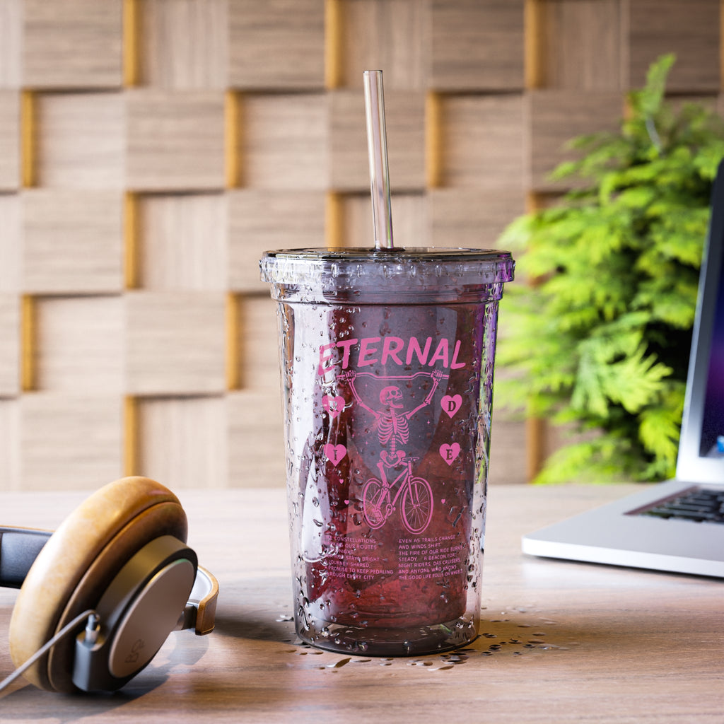 Eternal Ride Pink Heart Acrylic Tumbler Bike Lover Gift