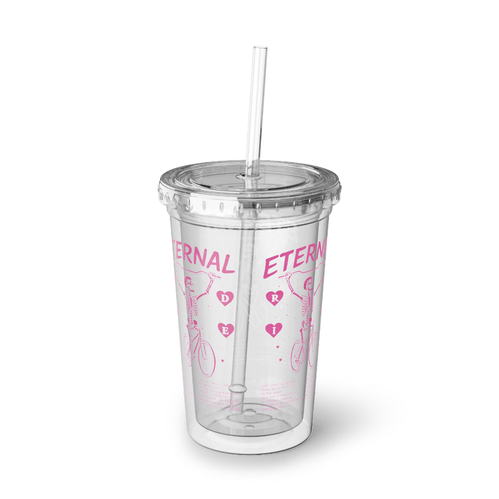 Eternal Ride Pink Heart Acrylic Tumbler Bike Lover Gift