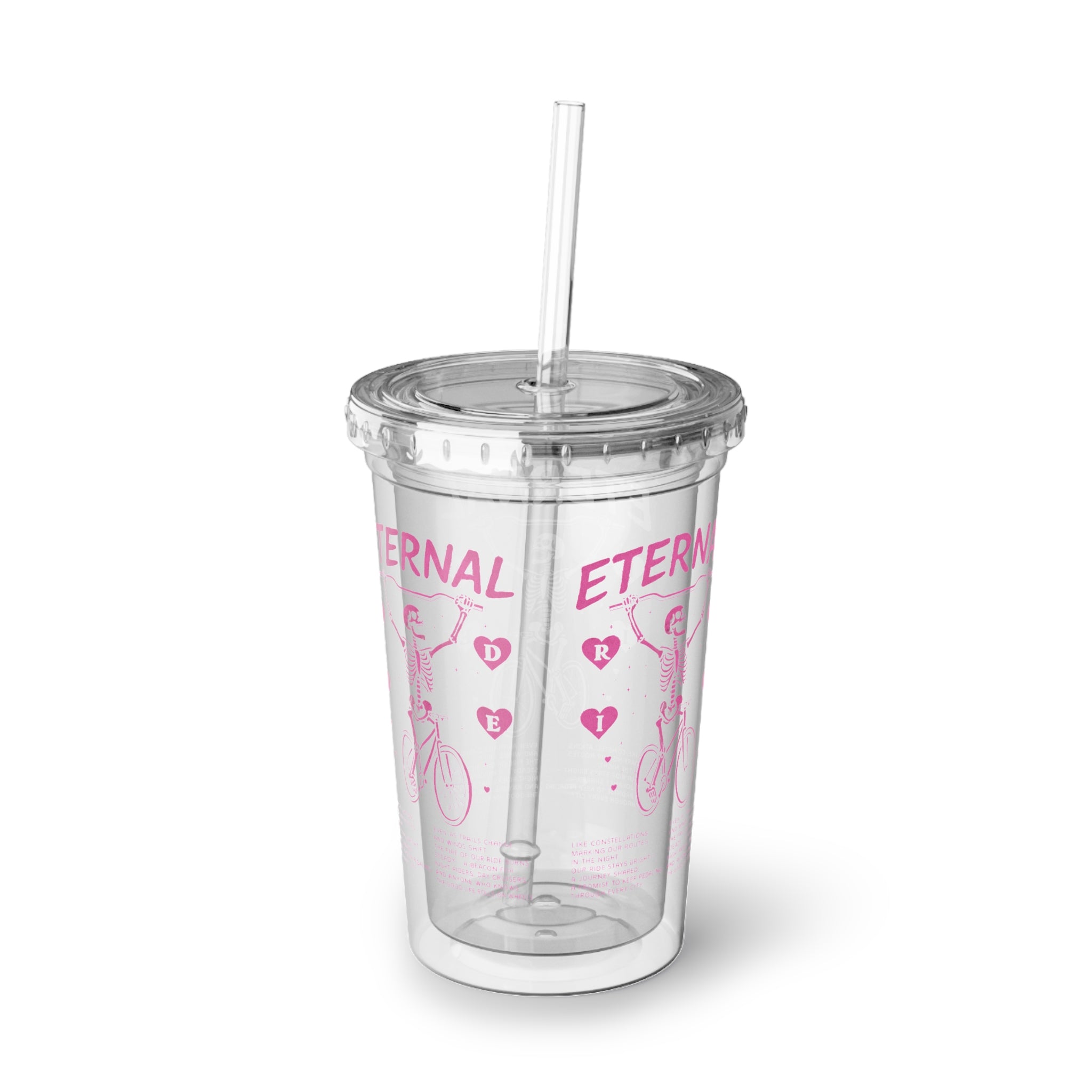 Eternal Ride Pink Heart Acrylic Tumbler Bike Lover Gift