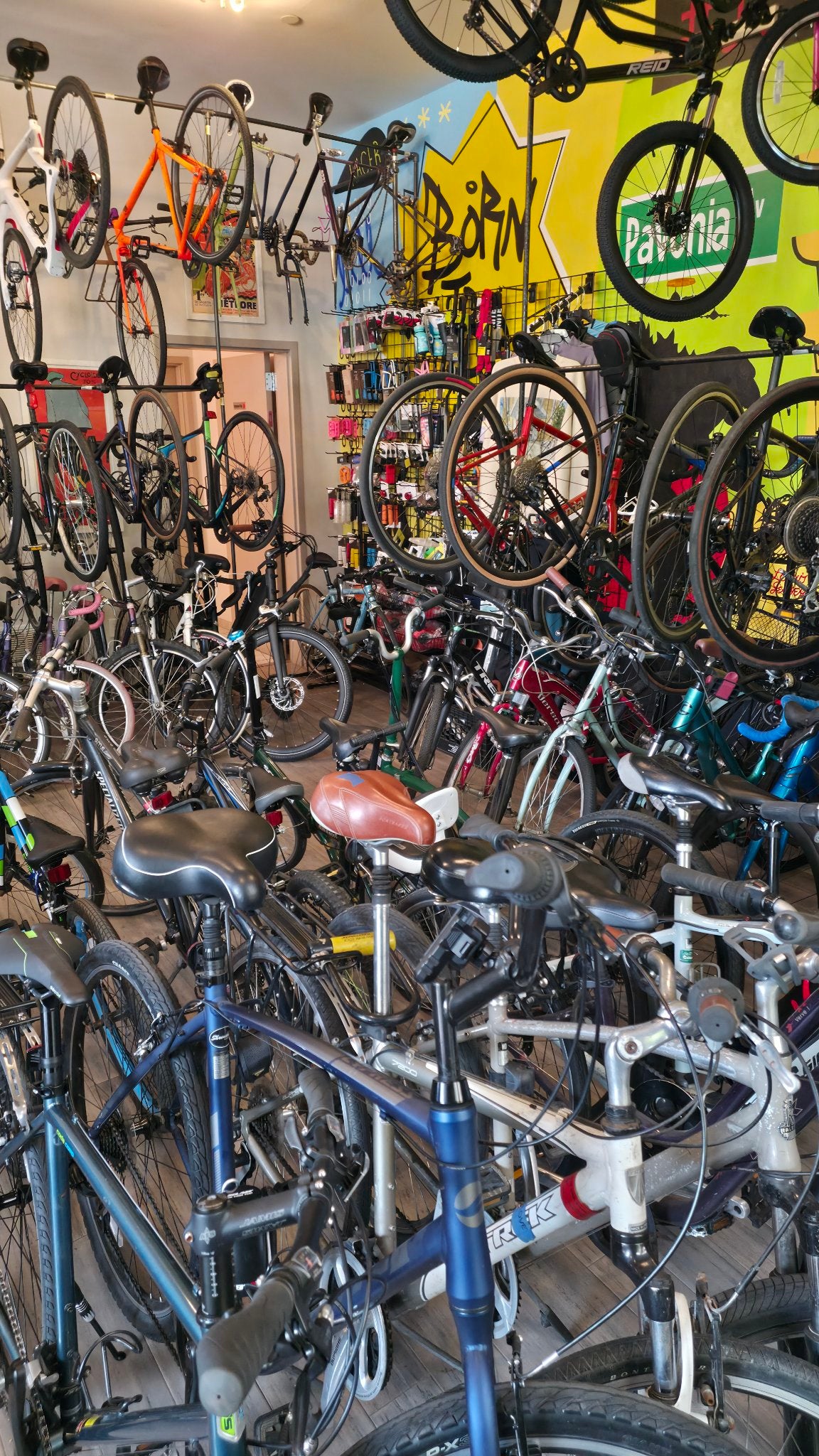 Bikes stored indoors at The Jersey City Bicycle Company