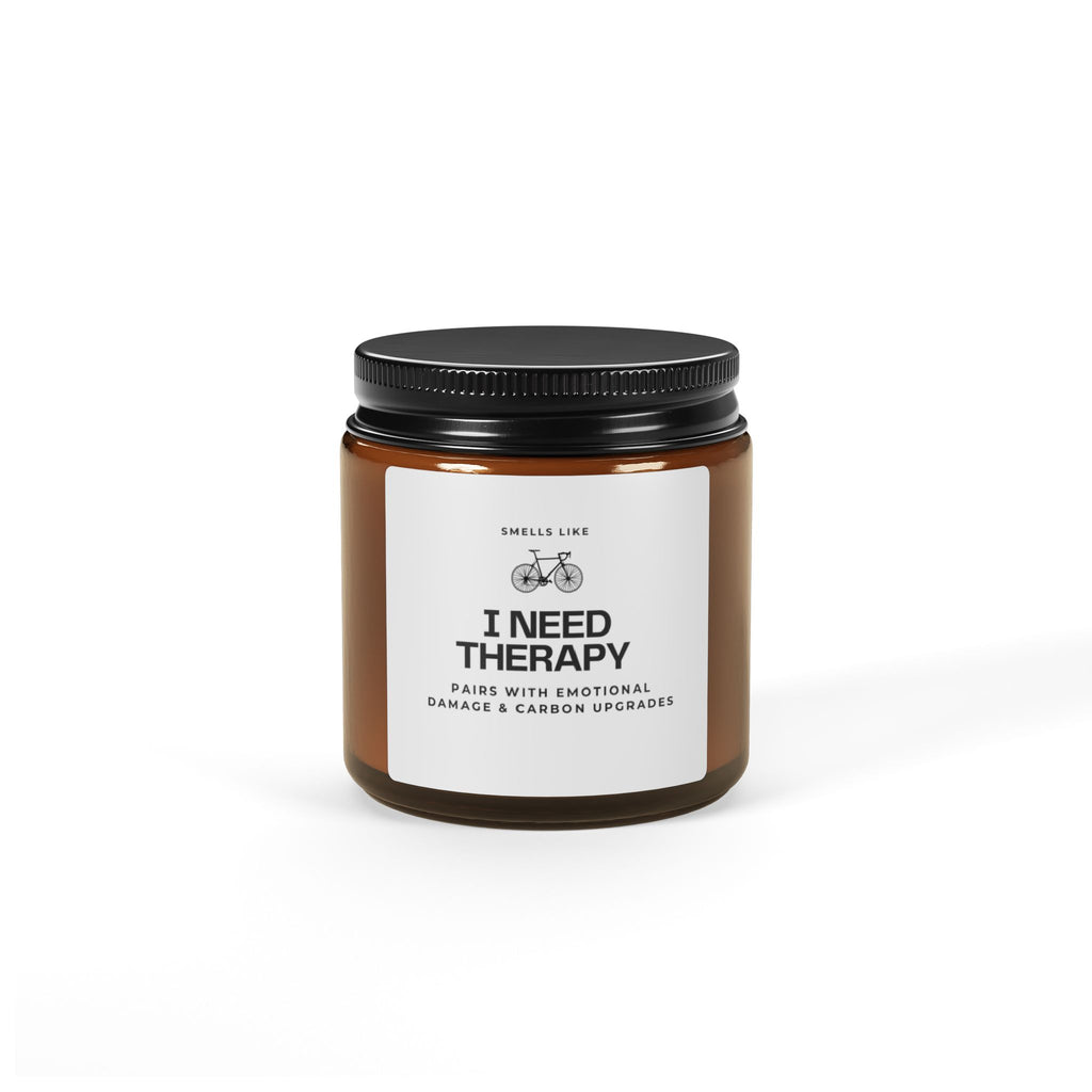 Cyclist Candle — “Smells Like I Need Therapy” Scented Soy Candle (Amber Jar)