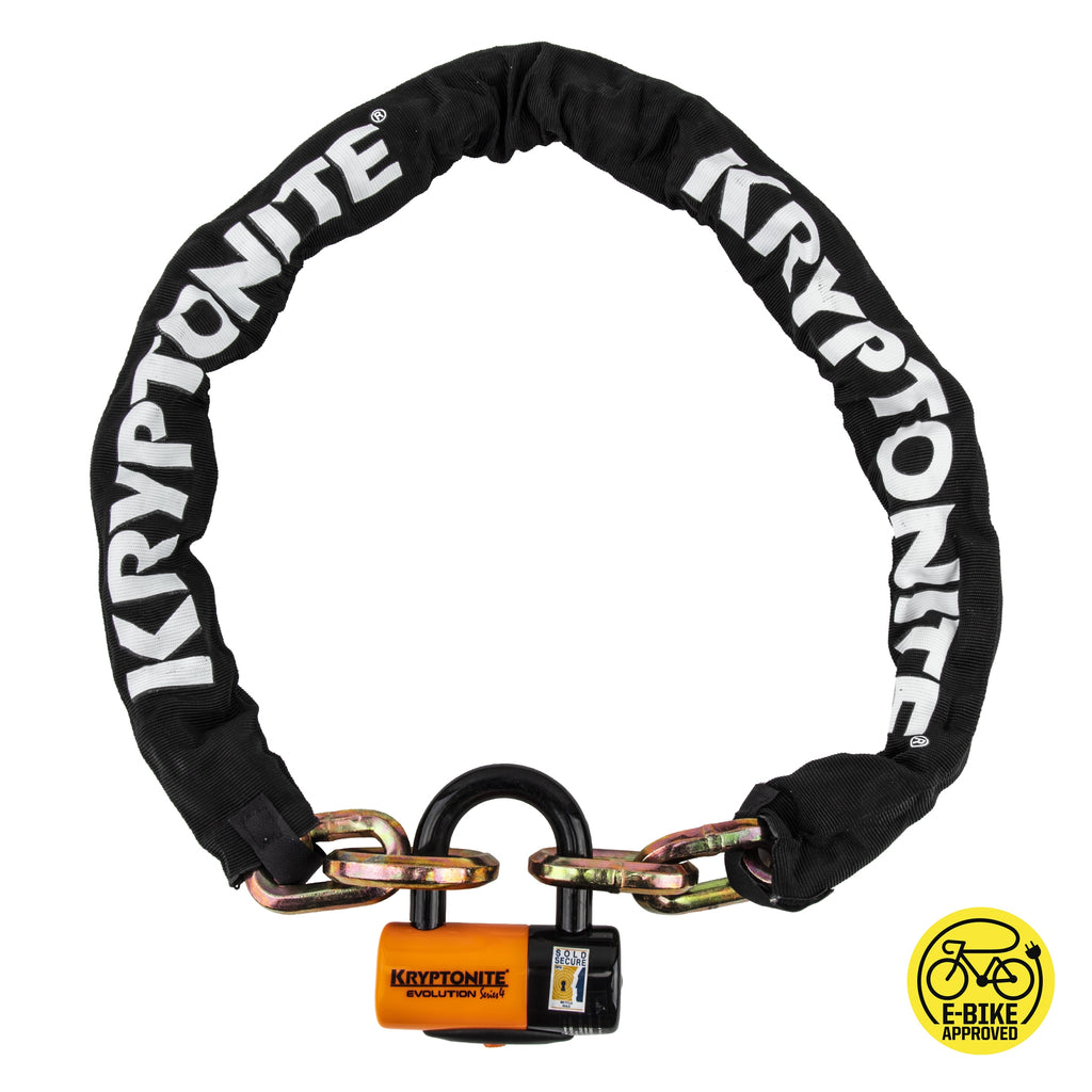 Kryptonite New York Cinch Ring Chain Lock - 1213 - 4.25ft x 12mm, with EVS4 Disc Lock