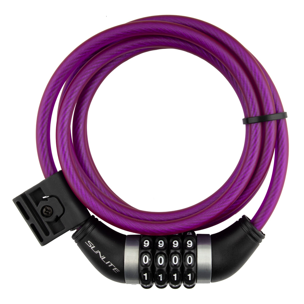 Sunlite Resettable Combo Cable Lock - 8mm - Purple