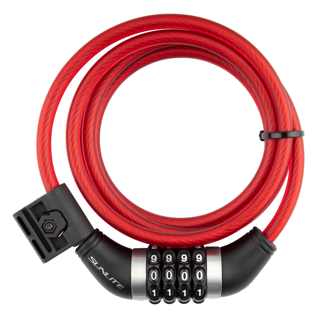 Sunlite Resettable Combo Cable Lock - 8mm - Red