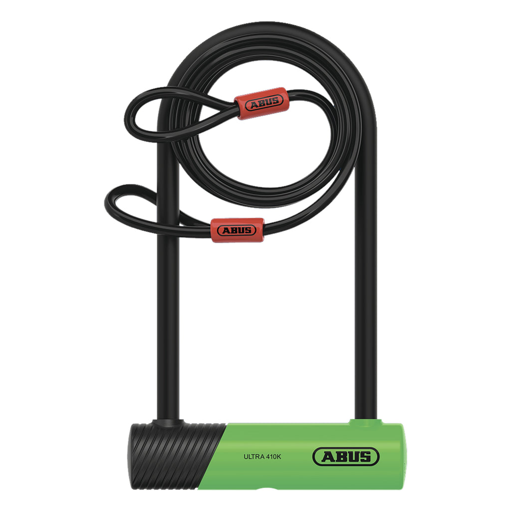 ABUS Ultra 410 U-Lock - Standard 230mm - Green, with Cobra Cable