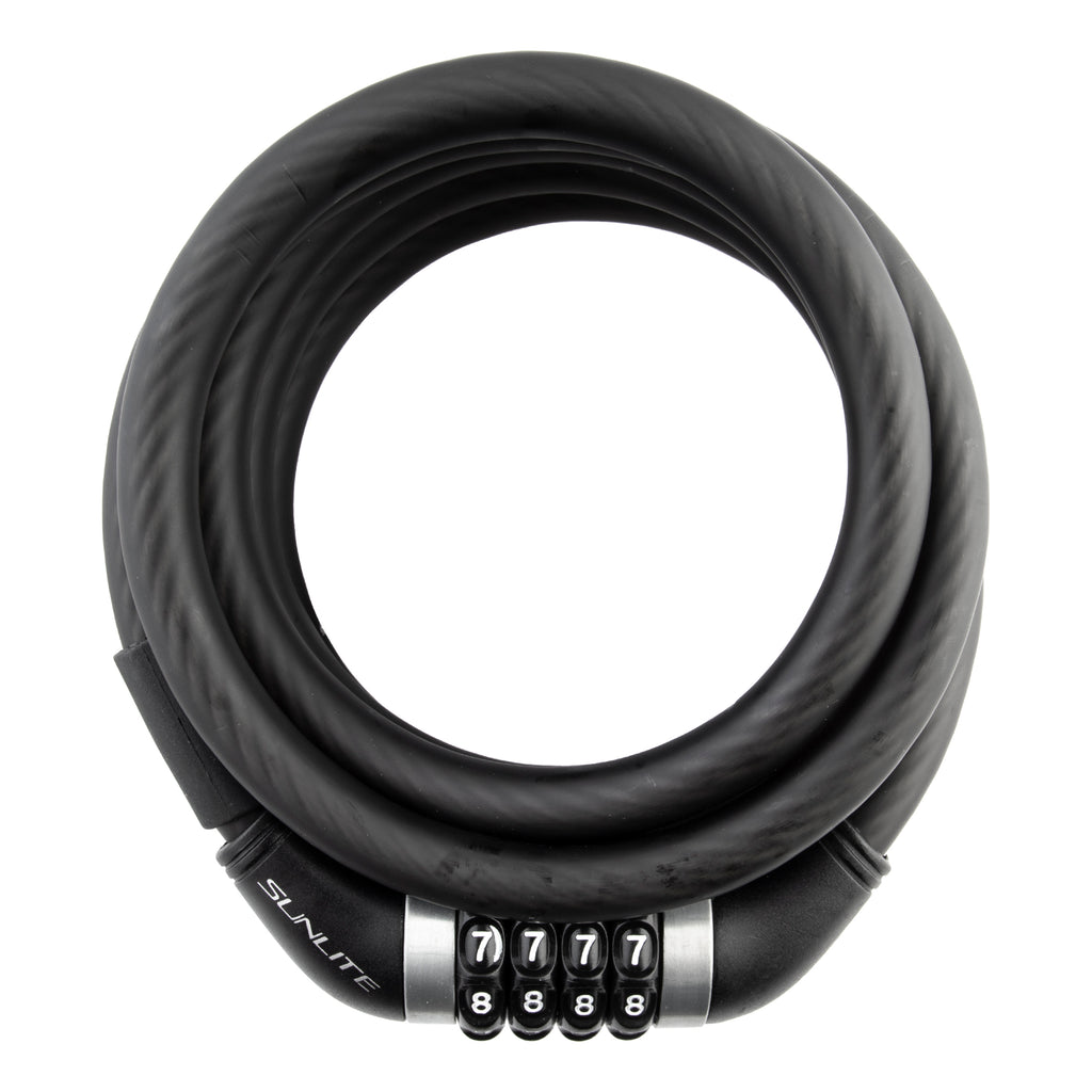 Sunlite Resettable Combo Cable Lock - 12mm Coil, with Bracket