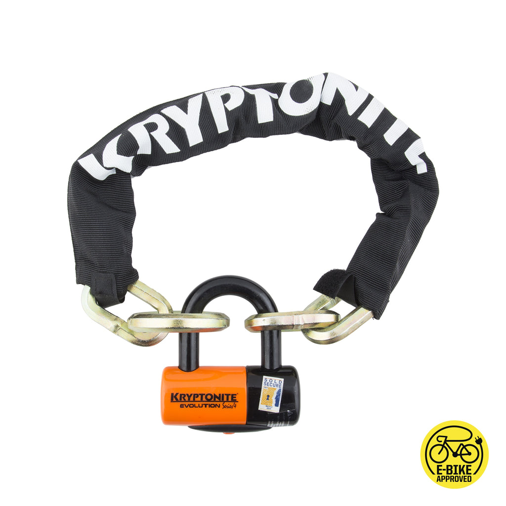 Kryptonite New York Cinch Ring Chain Lock - 1275 - 2.5ft x 12mm, with V-4 Disc Lock