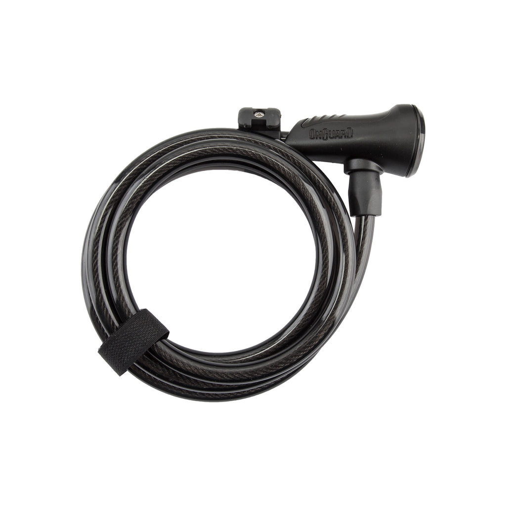 OnGuard Neon Key Cable Lock - 8157 Coil - 6ft x 10mm, with Bracket, Black
