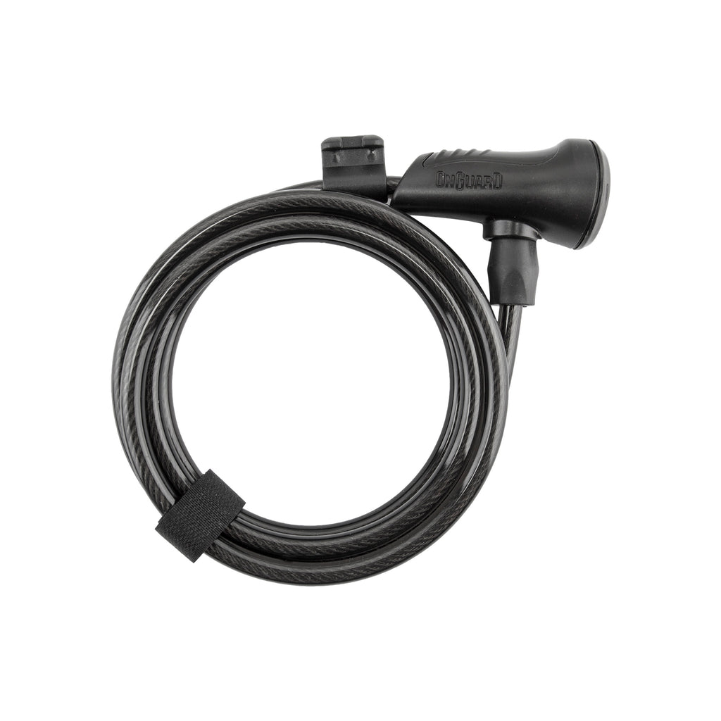 OnGuard Neon Key Cable Lock - 8158 Coil - 6ft x 8mm, with Bracket, Black