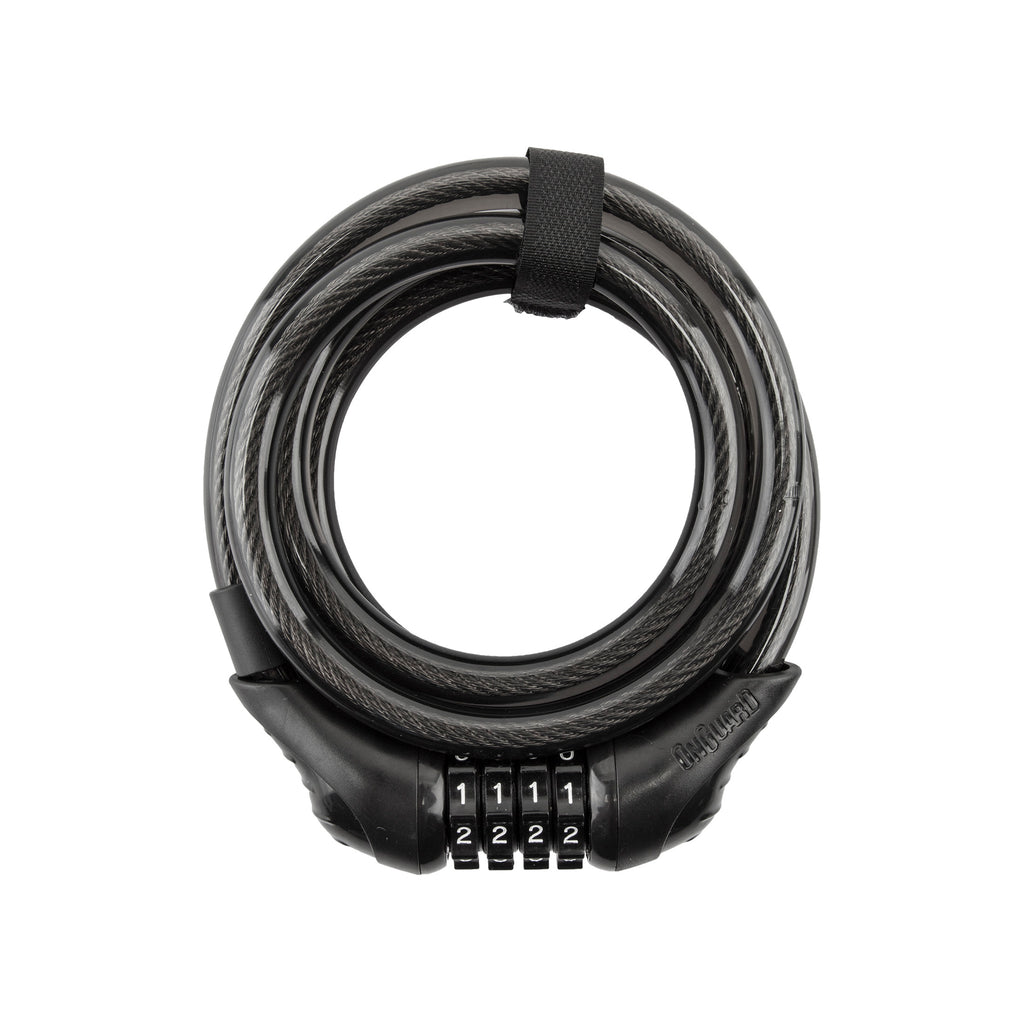 OnGuard Neon Combo Cable Lock - 8159 Coil - 6ft x 12mm, with Bracket, Black