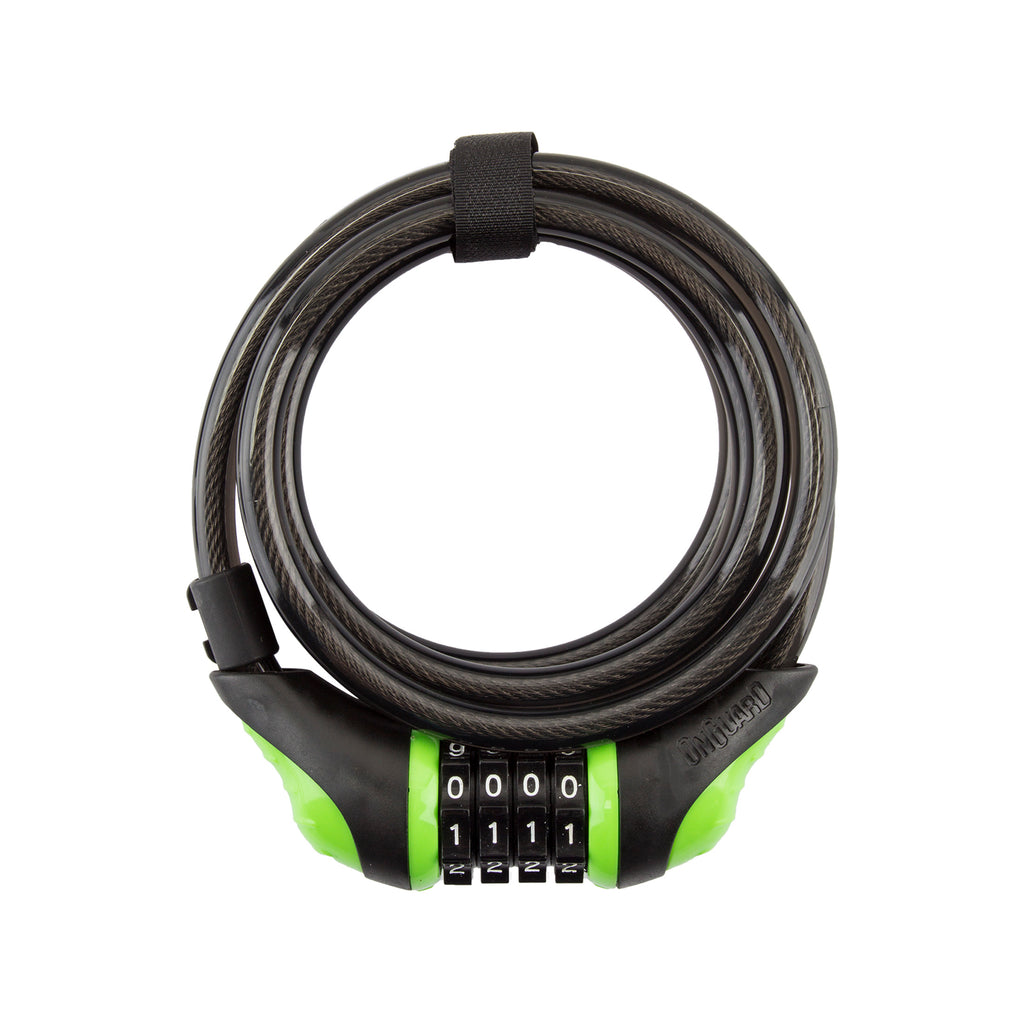 OnGuard Neon Combo Cable Lock - 8160 Coil - 6ft x 10mm, Green