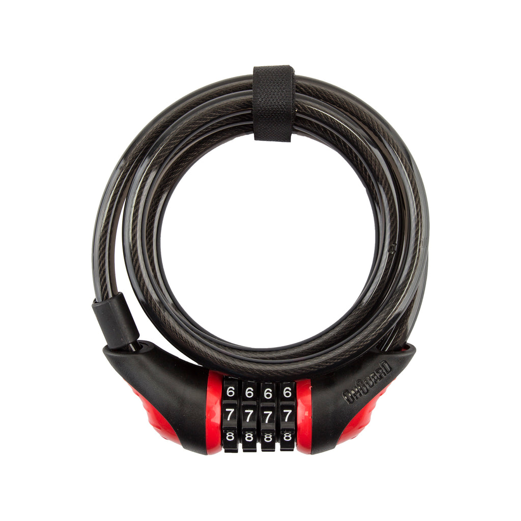 OnGuard Neon Combo Cable Lock - 8160 Coil - 6ft x 10mm, Red