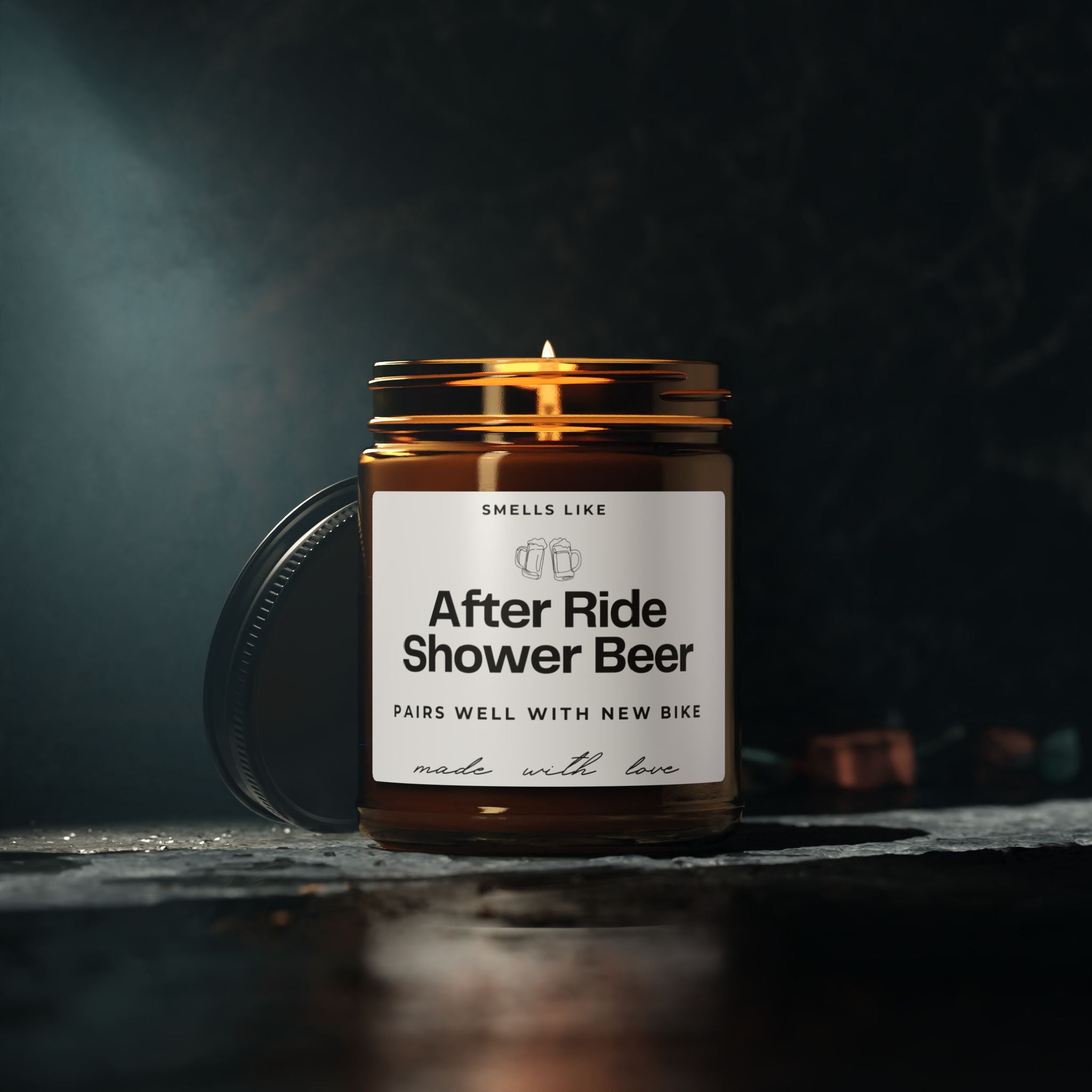 Smells Like After Ride Shower Beer Soy Candle Bike Lover Candle