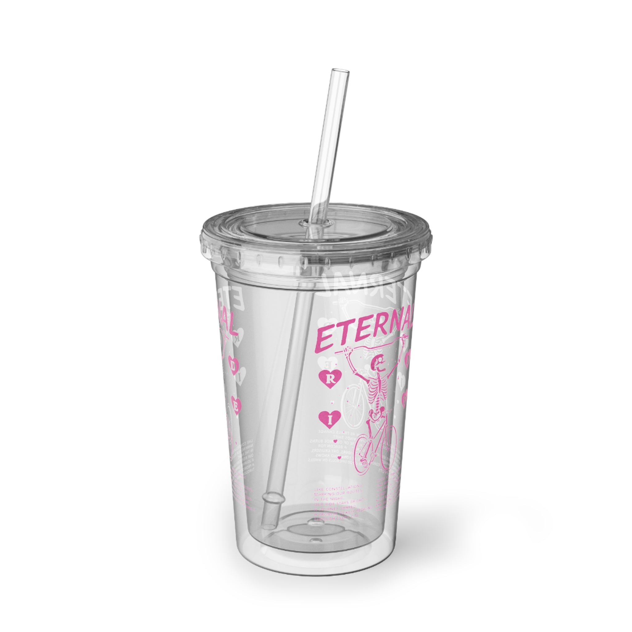 Eternal Ride Pink Heart Acrylic Tumbler Bike Lover Gift