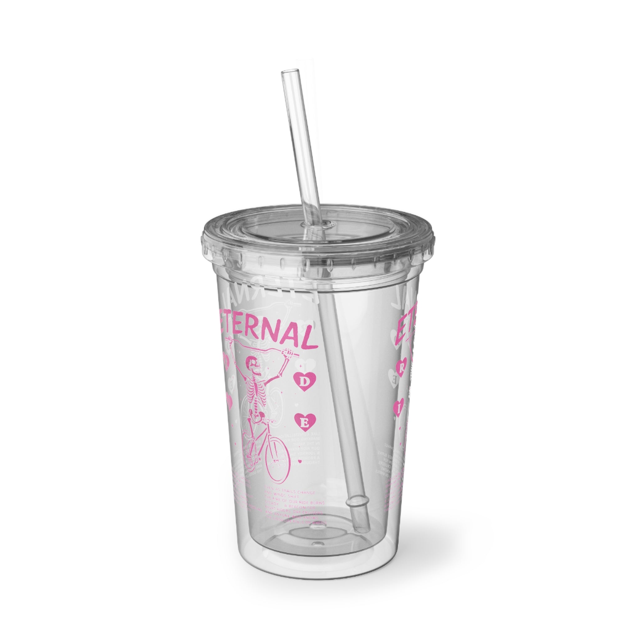 Eternal Ride Pink Heart Acrylic Tumbler Bike Lover Gift