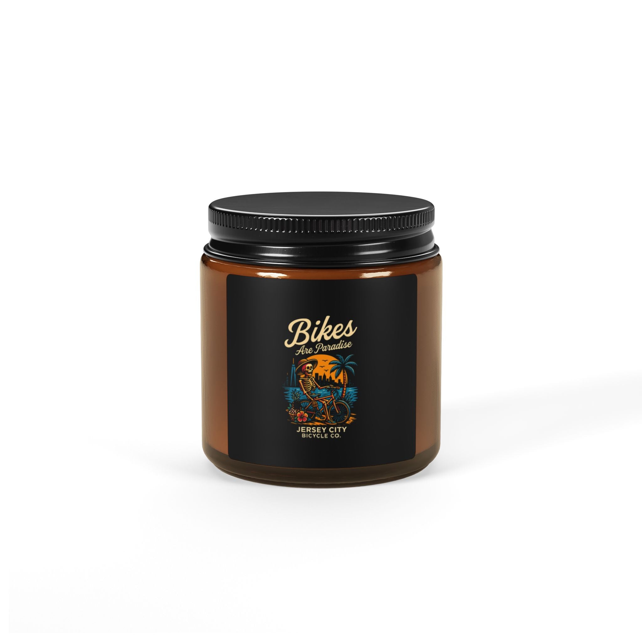 Bike Lover Candle — 'Bikes Are Paradise' Scented Soy Candle (Amber Jar)