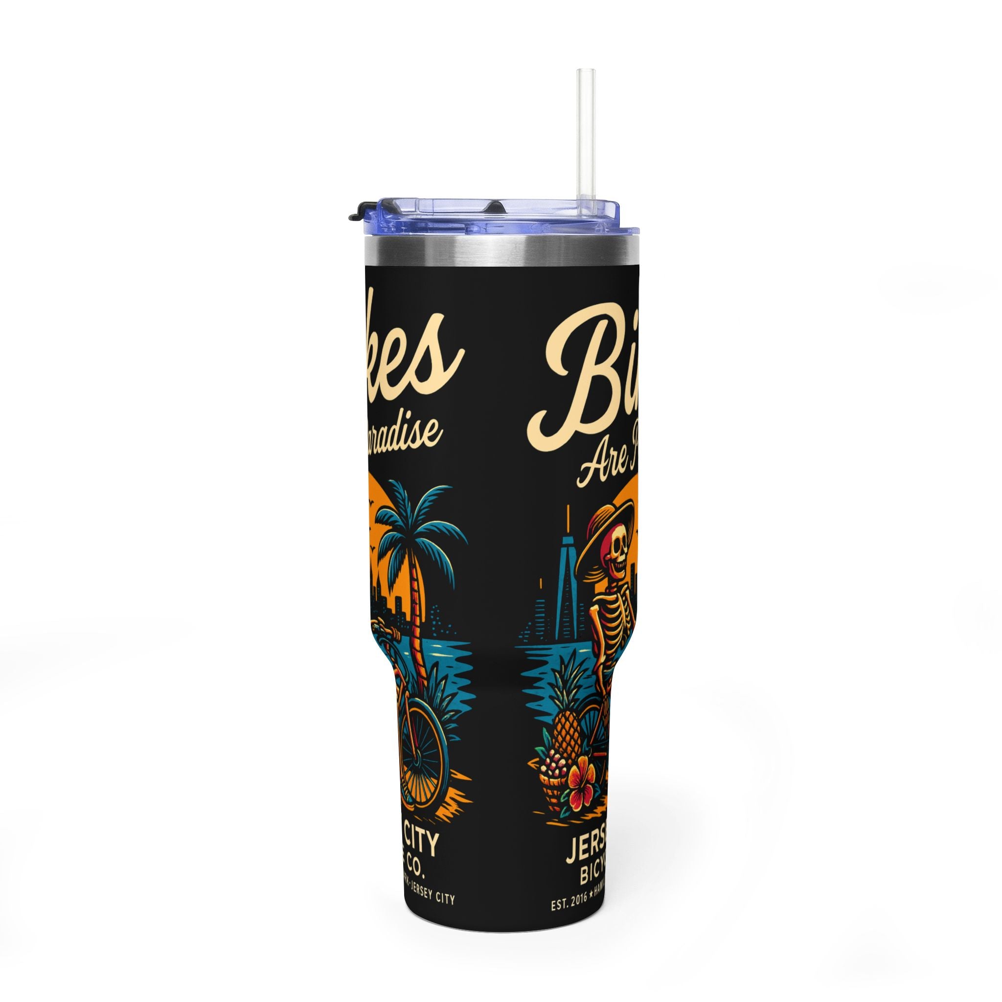 Bike Paradise 40oz Vacuum Tumbler — Jersey City Bicycle Co. Insulated Travel Mug