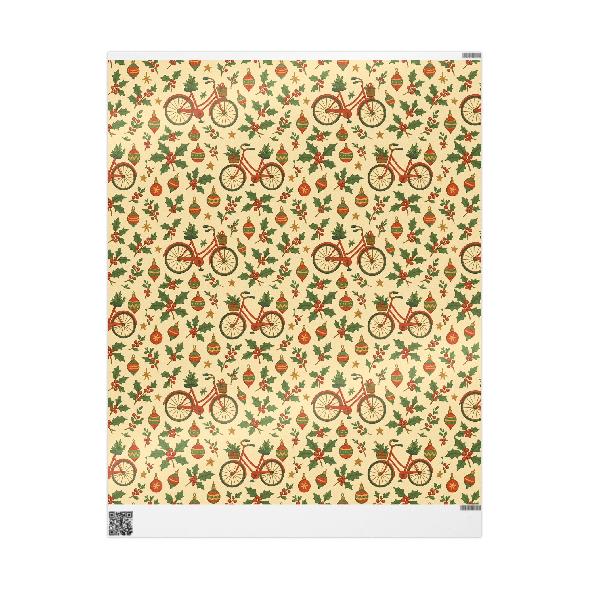 Vintage Holiday Wrapping Paper Roll – Retro Ornaments & Holly Gift Wrap