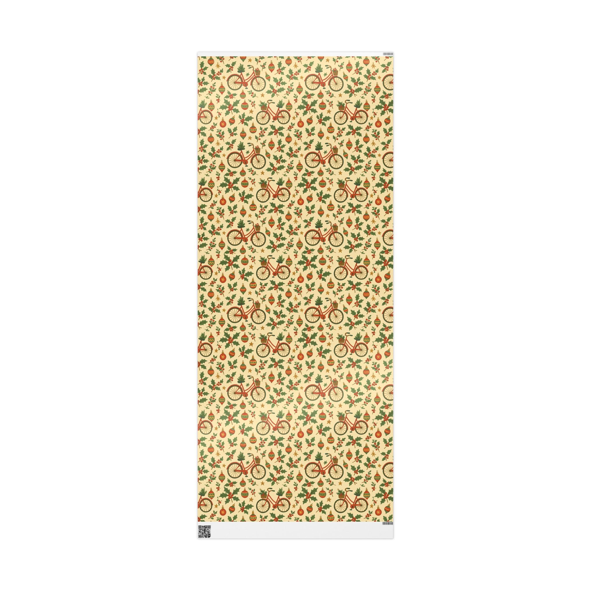 Vintage Holiday Wrapping Paper Roll – Retro Ornaments & Holly Gift Wrap