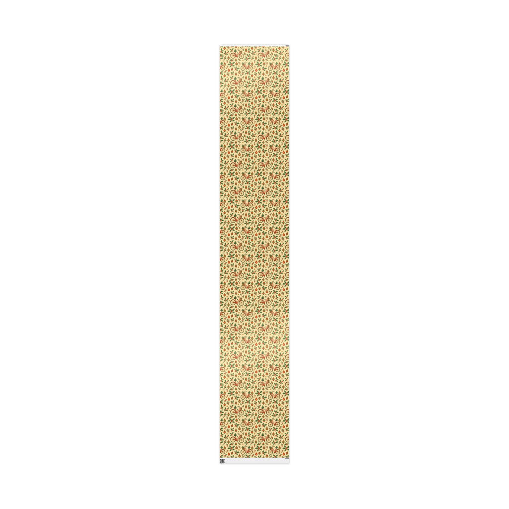 Vintage Holiday Wrapping Paper Roll – Retro Ornaments & Holly Gift Wrap