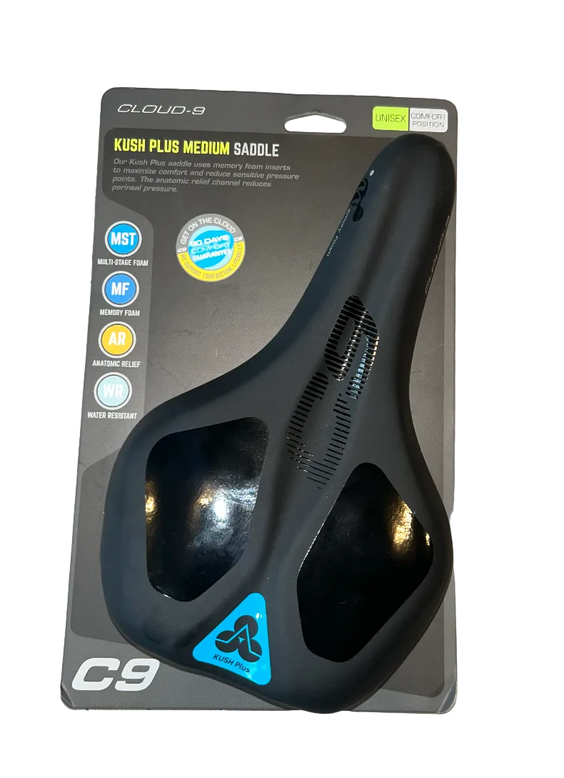 Cloud-9, Cloud 9 Saddle, Kush Plus, 50597, Memory Foam Bike Seat, Comfort Bike Saddle, Unisex Bike Saddle, Commuter Saddle, Hybrid Bike Saddle, Jersey City Bike Shop