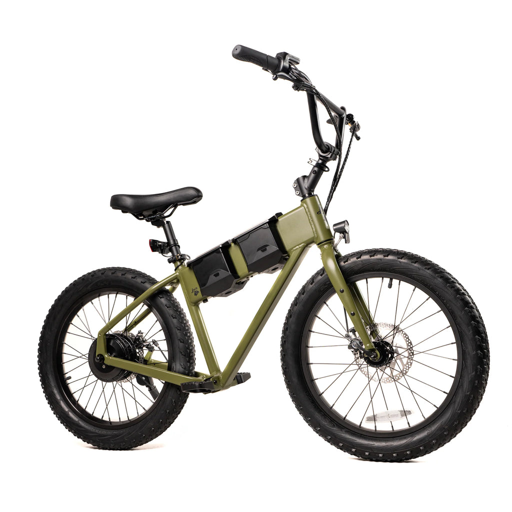 Green electric bike on a white background
