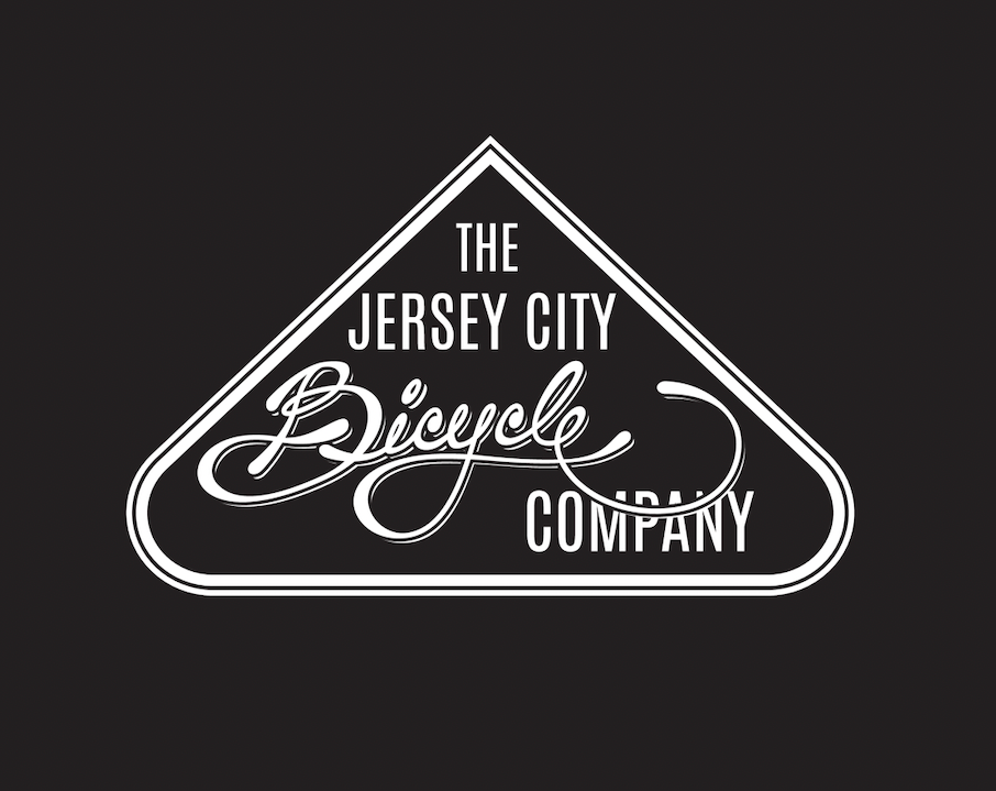 Logo of The Jersey City Bicycle Company on a black background