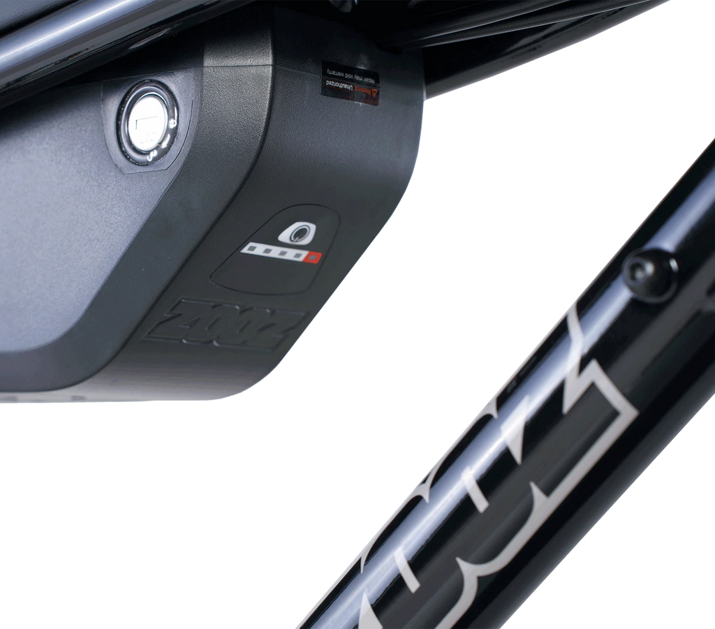 Close-up of a car's interior door panel with a visible brand logo.