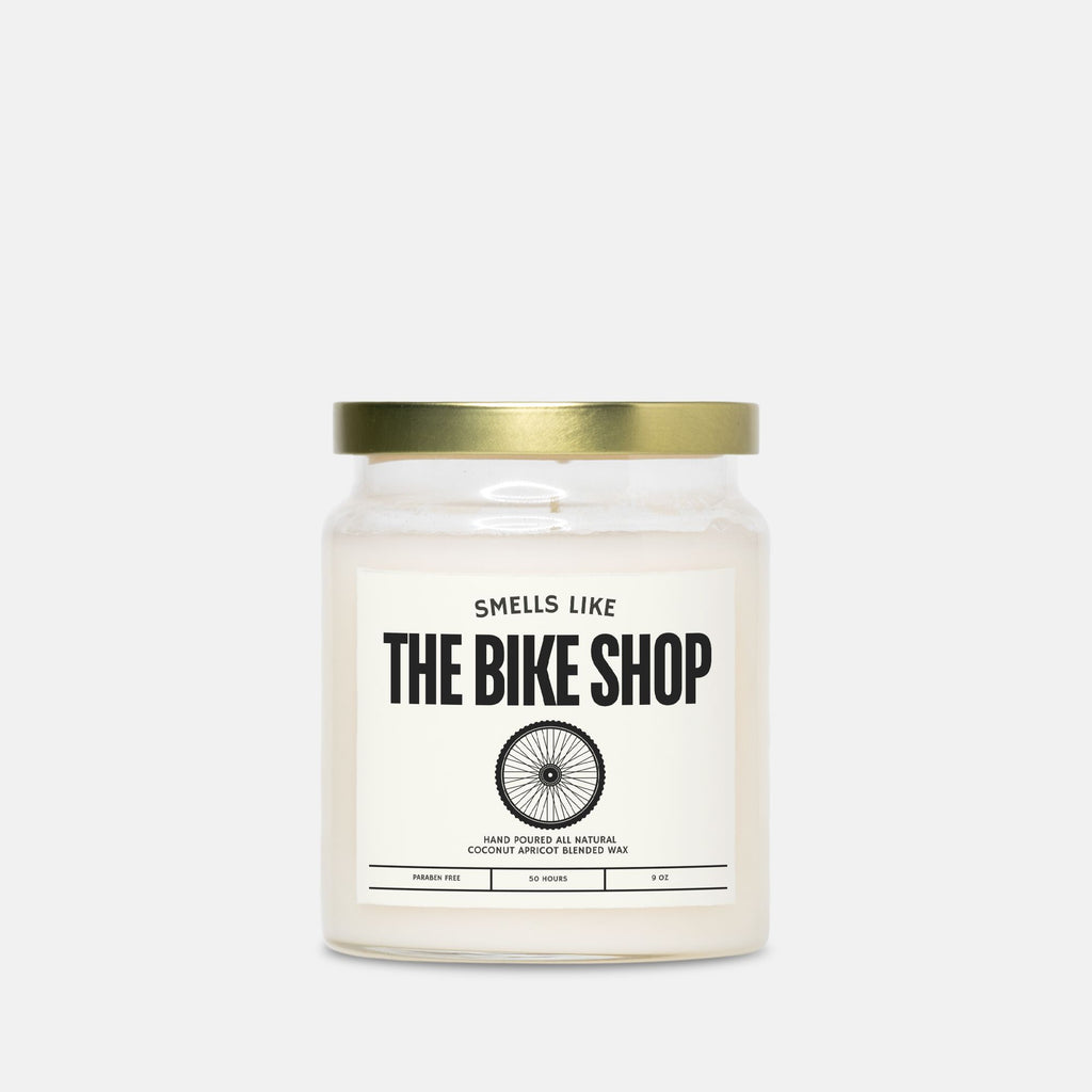 Bike Lover Gift Candle – “Smells Like The Bike Shop” • Cyclist Home Decor • 50-Hr Burn • Hand Poured in USA • Coconut Apricot Wax