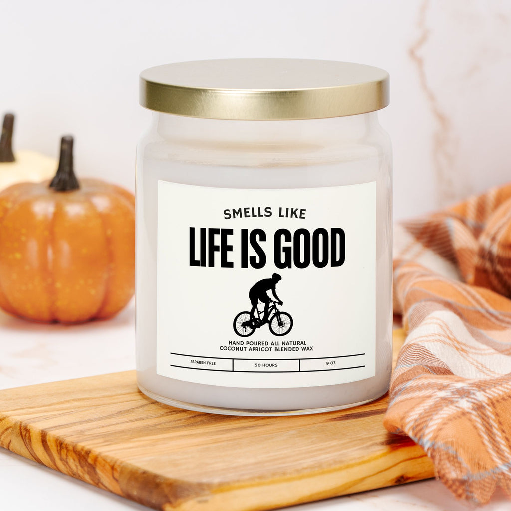 Cycling Gift for Him/Her –Smells Like Life is Good  • Cyclist Present • Minimal Apothecary Aesthetic