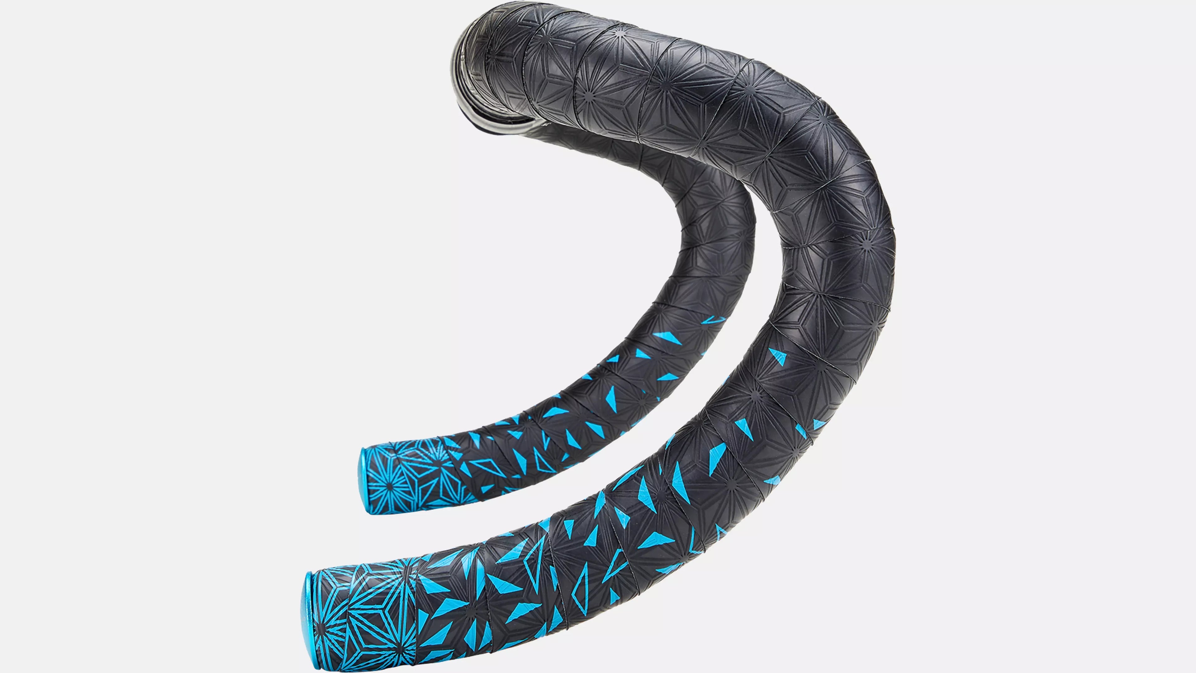 Bicycle handlebar with blue pattern on a white background