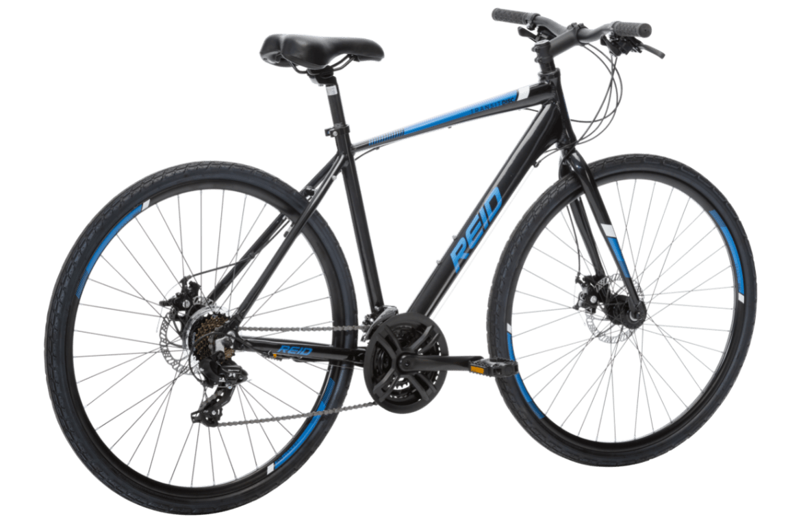 Reid Transit Disc commuter bike in black, drive side