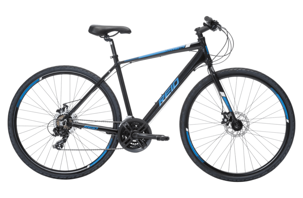Reid Transit Disc commuter bike in black, side profile