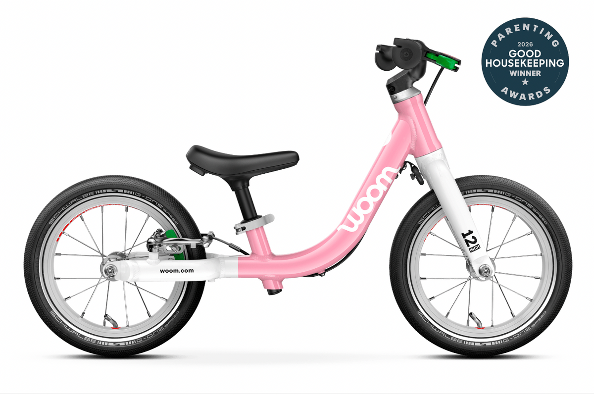 woom GO 1 lightweight 12-inch toddler balance bike