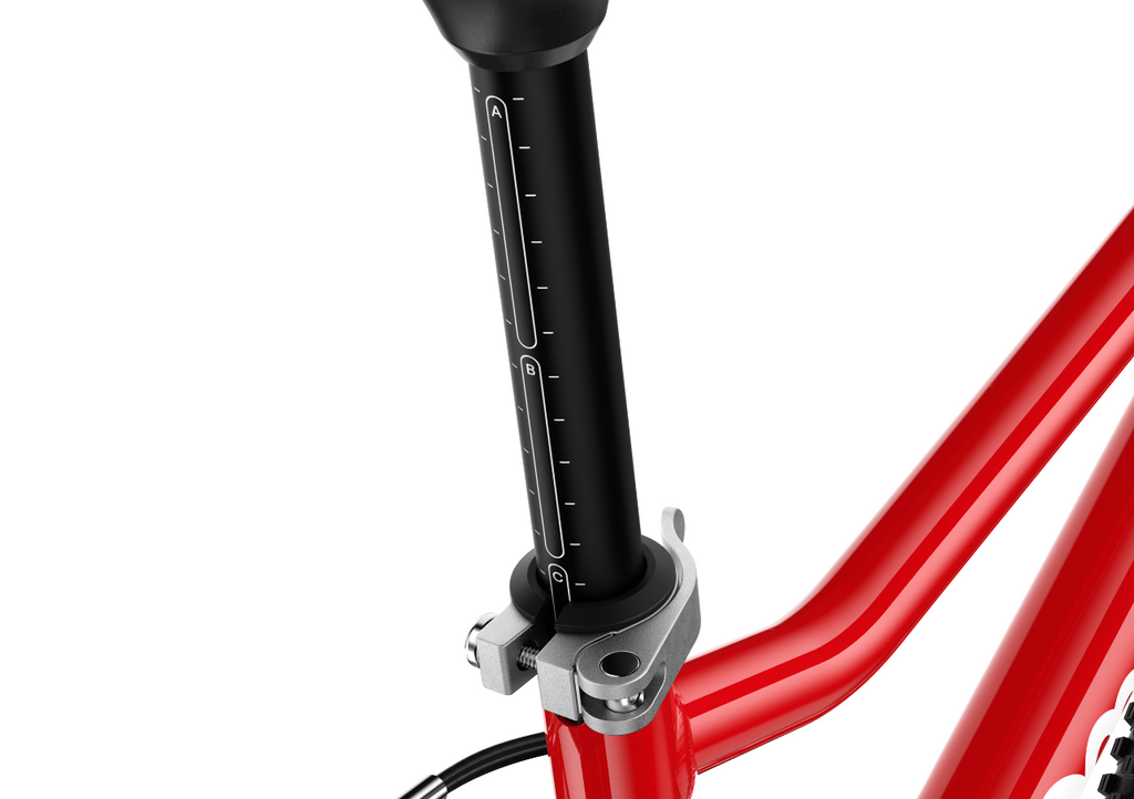 woom GO 3 child specific green rear brake lever safety detail
